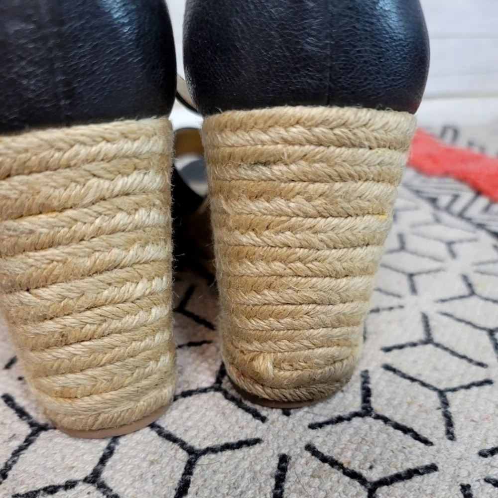 SAM EDELMAN BRENDA BLACK SUEDE ESPADRILLE WEDGES, SZ 10